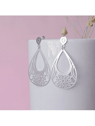 Aros De Plata 925 Gotas Flor