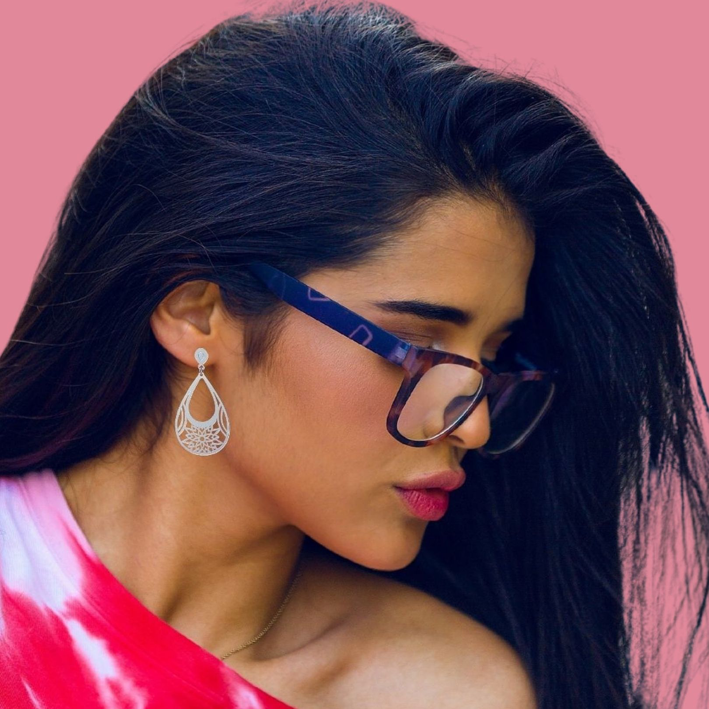 Aros De Plata 925 Gotas Flor 3