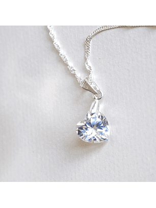 Cadena De Plata Singapur & Corazón De Zircón