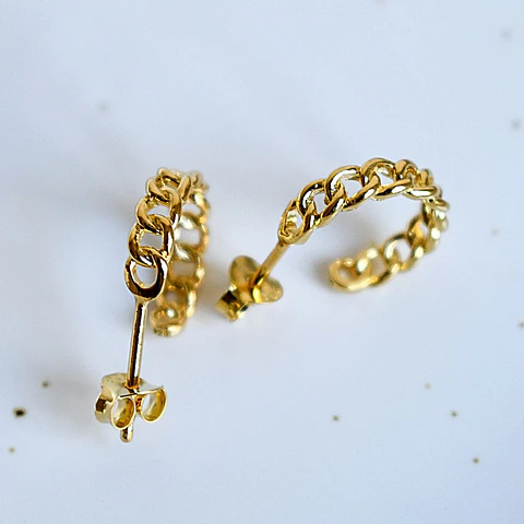 Aros De Plata Con Baño de Oro Argollas Rolo