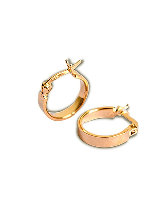 Aros De Plata Con Baño De Oro Argollas Clásicos 15mm