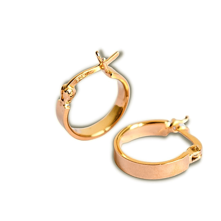 Aros De Plata Con Baño De Oro Argollas Clásicos 15mm 1