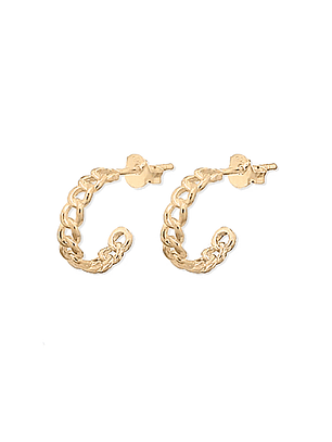 Aros De Plata Con Baño de Oro Argollas Rolo