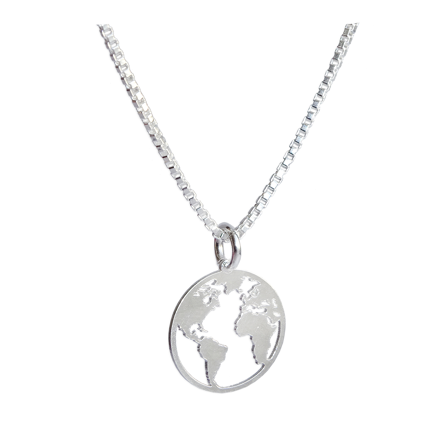 Cadena De Plata 925 Veneciana & Mapamundi 1