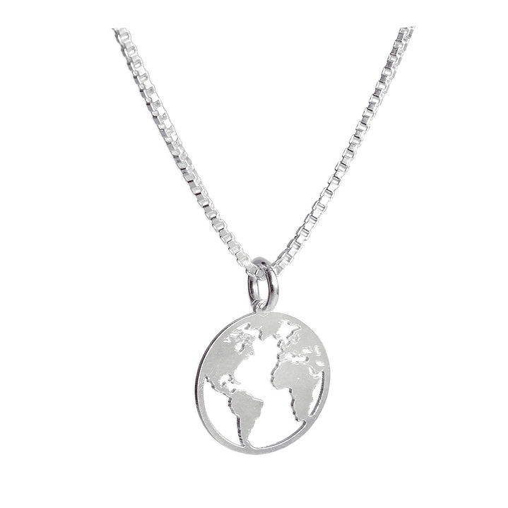 Cadena De Plata 925 Veneciana & Mapamundi 1