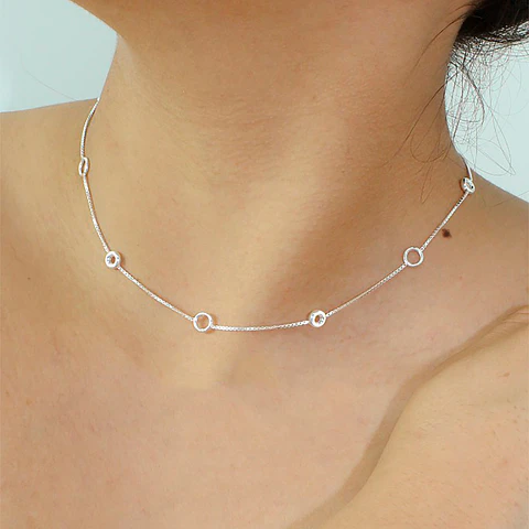 Collar De Plata 925 Círculo Pequeños