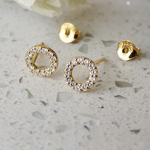 Aritos De Plata Con Baño De Oro Circulos Circones