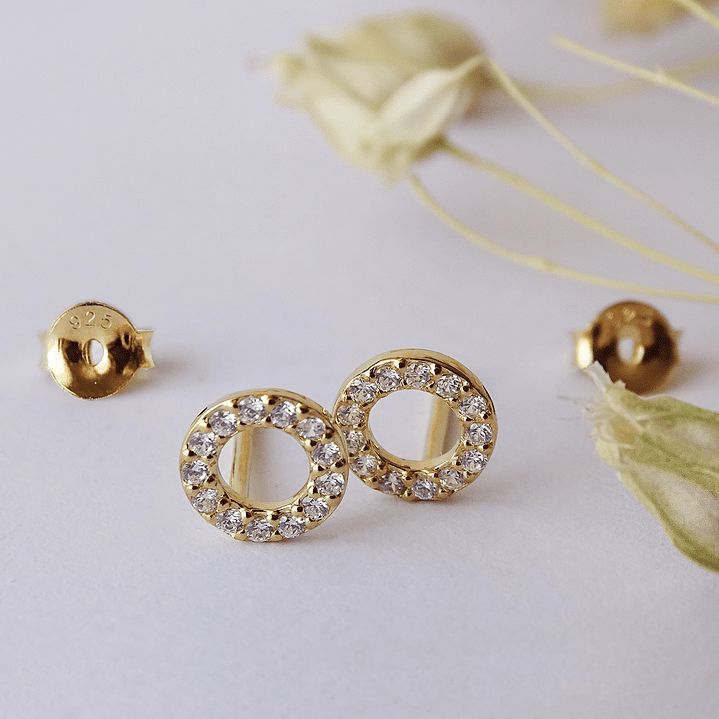 Aritos De Plata Con Baño De Oro Circulos Circones 3