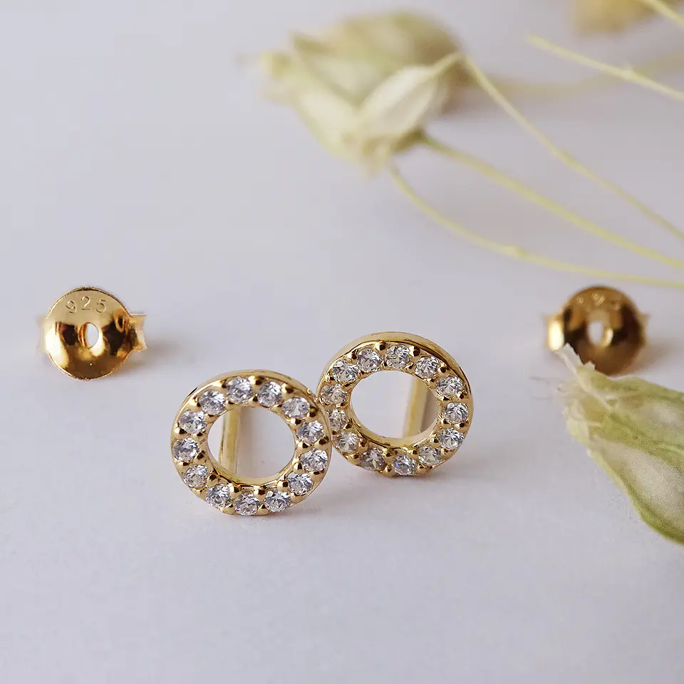 Aritos De Plata Con Baño De Oro Circulos Circones 3