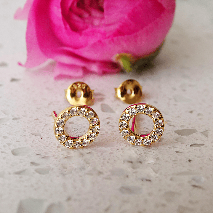 Aritos De Plata Con Baño De Oro Circulos Circones 4