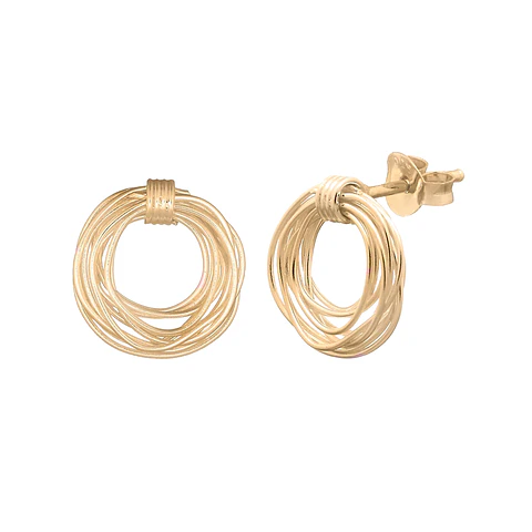 Aritos De Plata con Baño De Oro Nido Alambrismo