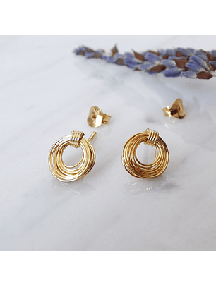 Aritos De Plata con Baño De Oro Nido Alambrismo