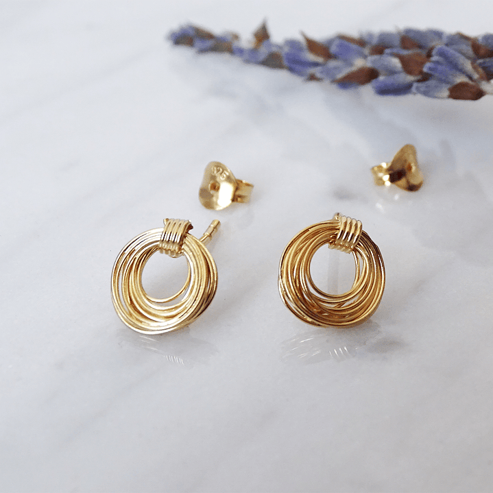 Aritos De Plata con Baño De Oro Nido Alambrismo 2