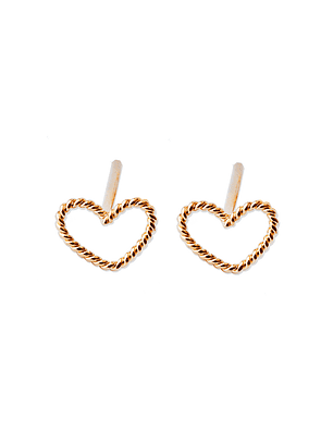 Aritos De Plata Con Baño De Oro Corazón Enroscado