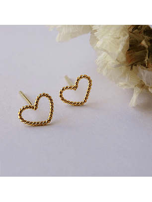 Aritos De Plata Con Baño De Oro Corazón Enroscado