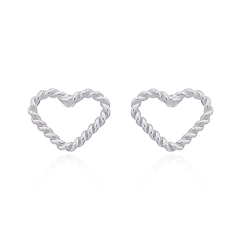 Aritos De Plata 925 Corazón Enroscado