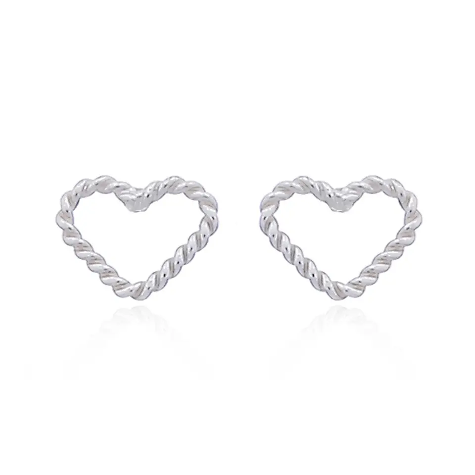 Aritos De Plata 925 Corazón Enroscado 1