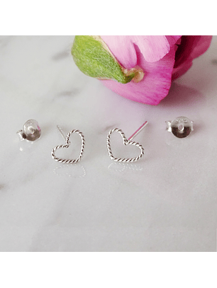 Aritos De Plata 925 Corazón Enroscado