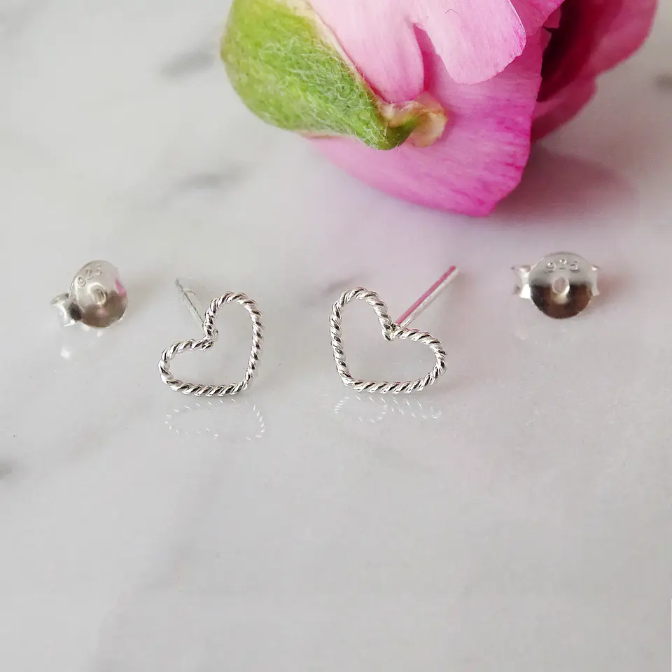 Aritos De Plata 925 Corazón Enroscado 2