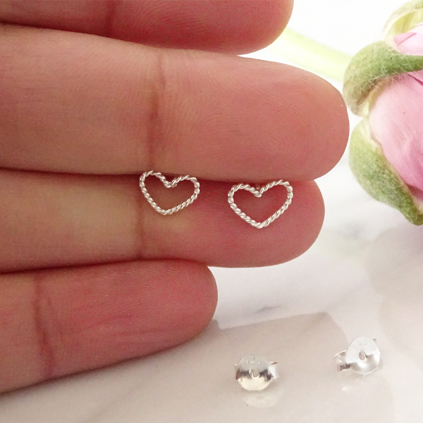 Aritos De Plata 925 Corazón Enroscado 3