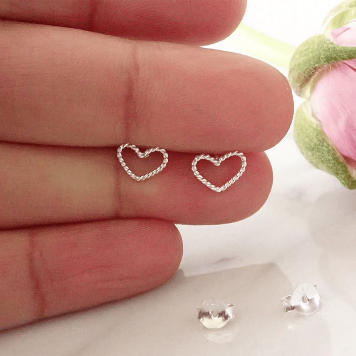 Aritos De Plata 925 Corazón Enroscado 3