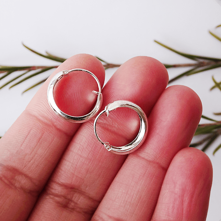 Aros De Plata 925 Argollas Lisa 15mm 2