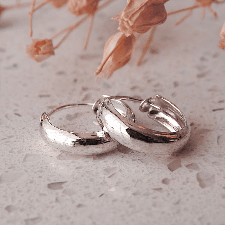 Aros De Plata 925 Argollas Lisa 15mm 3