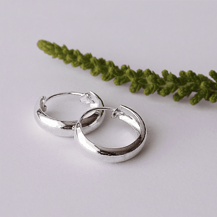 Aros De Plata 925 Argollas Lisa 15mm 4