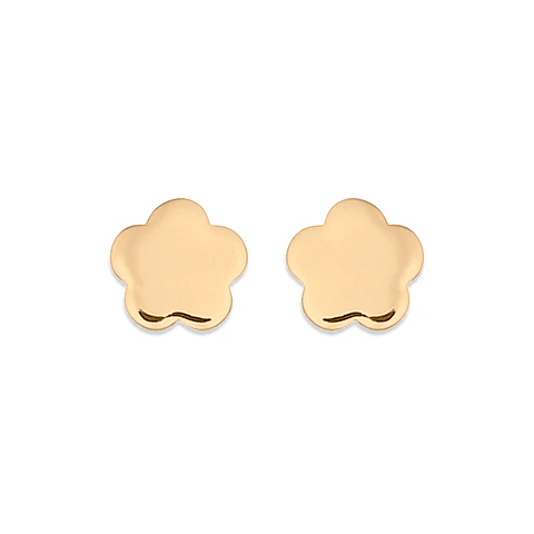 Aritos De Plata Con Baño De Oro Flor Plana