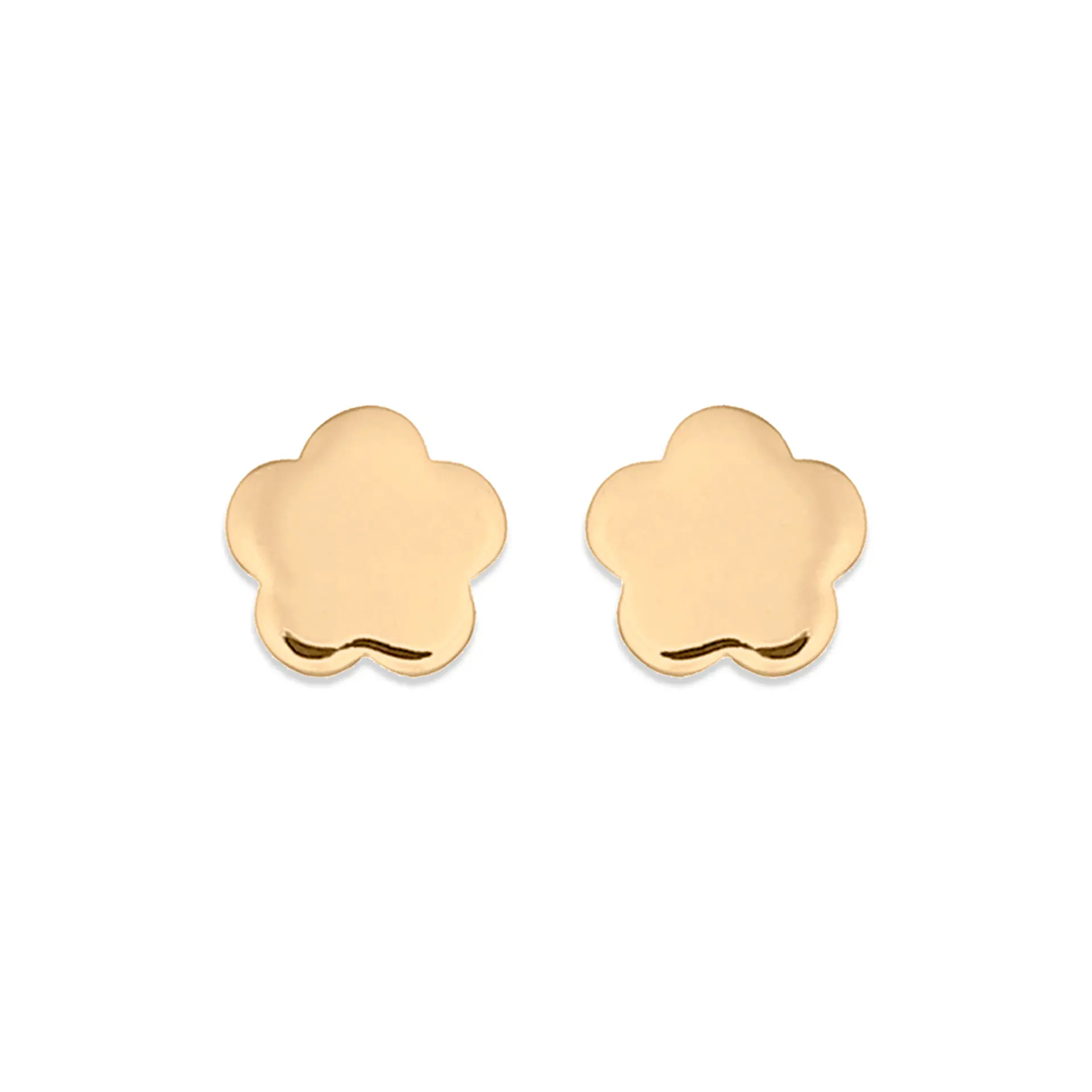 Aritos De Plata Con Baño De Oro Flor Plana 1