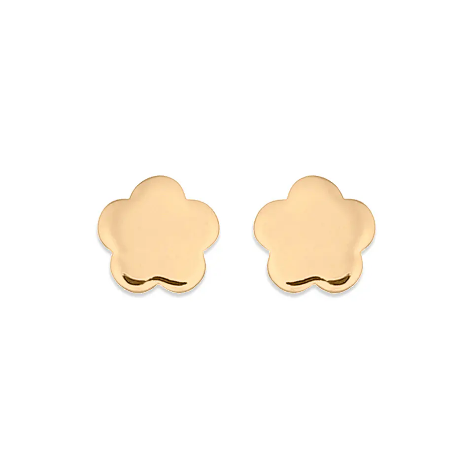 Aritos De Plata Con Baño De Oro Flor Plana 1