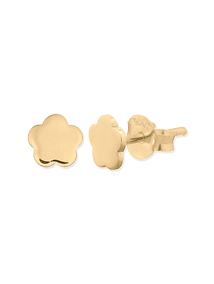 Aritos De Plata Con Baño De Oro Flor Plana