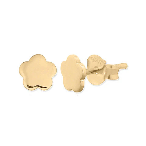 Aritos De Plata Con Baño De Oro Flor Plana