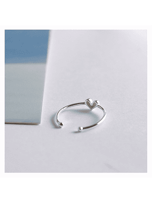 Anillo Ajustable Plata 925 Corazón