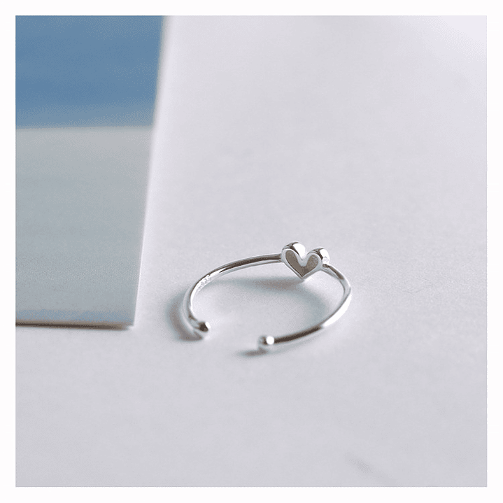 Anillo Ajustable Plata 925 Corazón 2