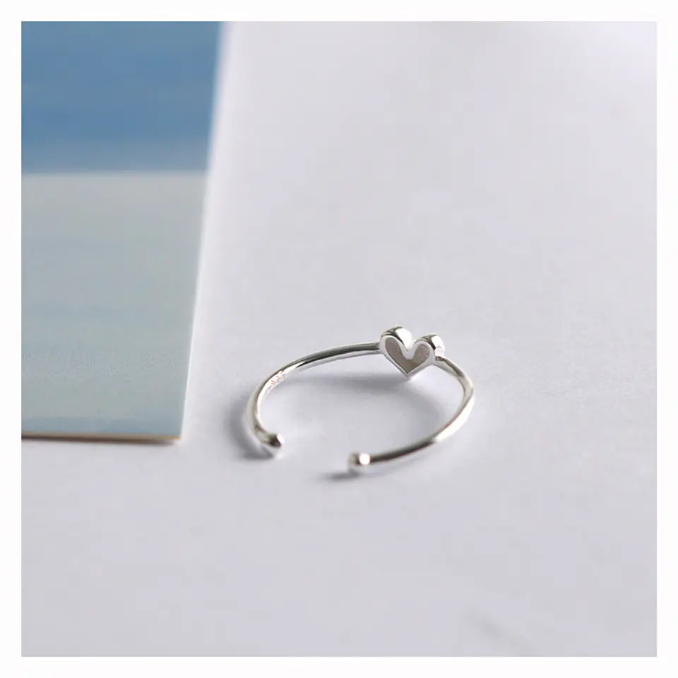 Anillo Ajustable Plata 925 Corazón 2