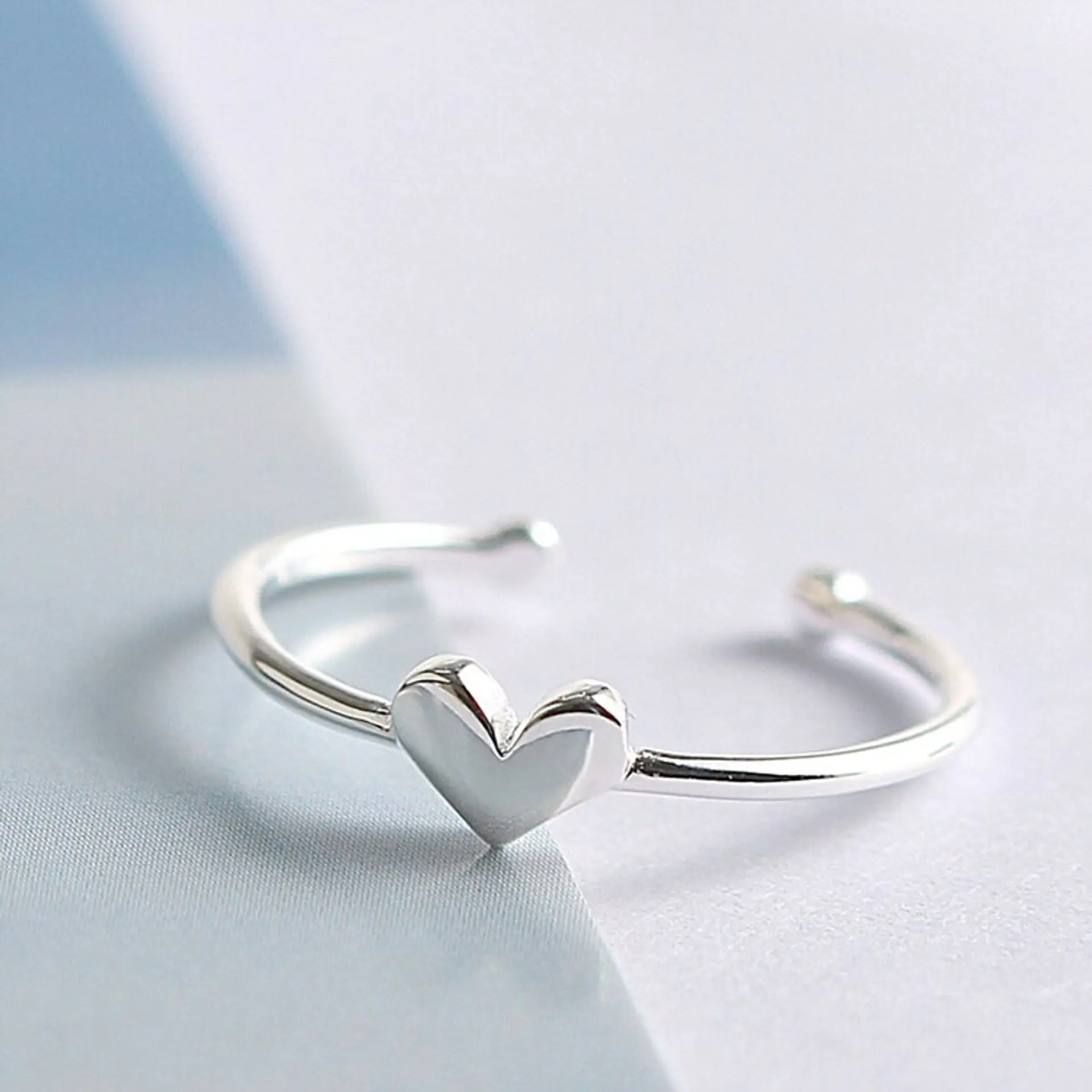 Anillo Ajustable Plata 925 Corazón 5