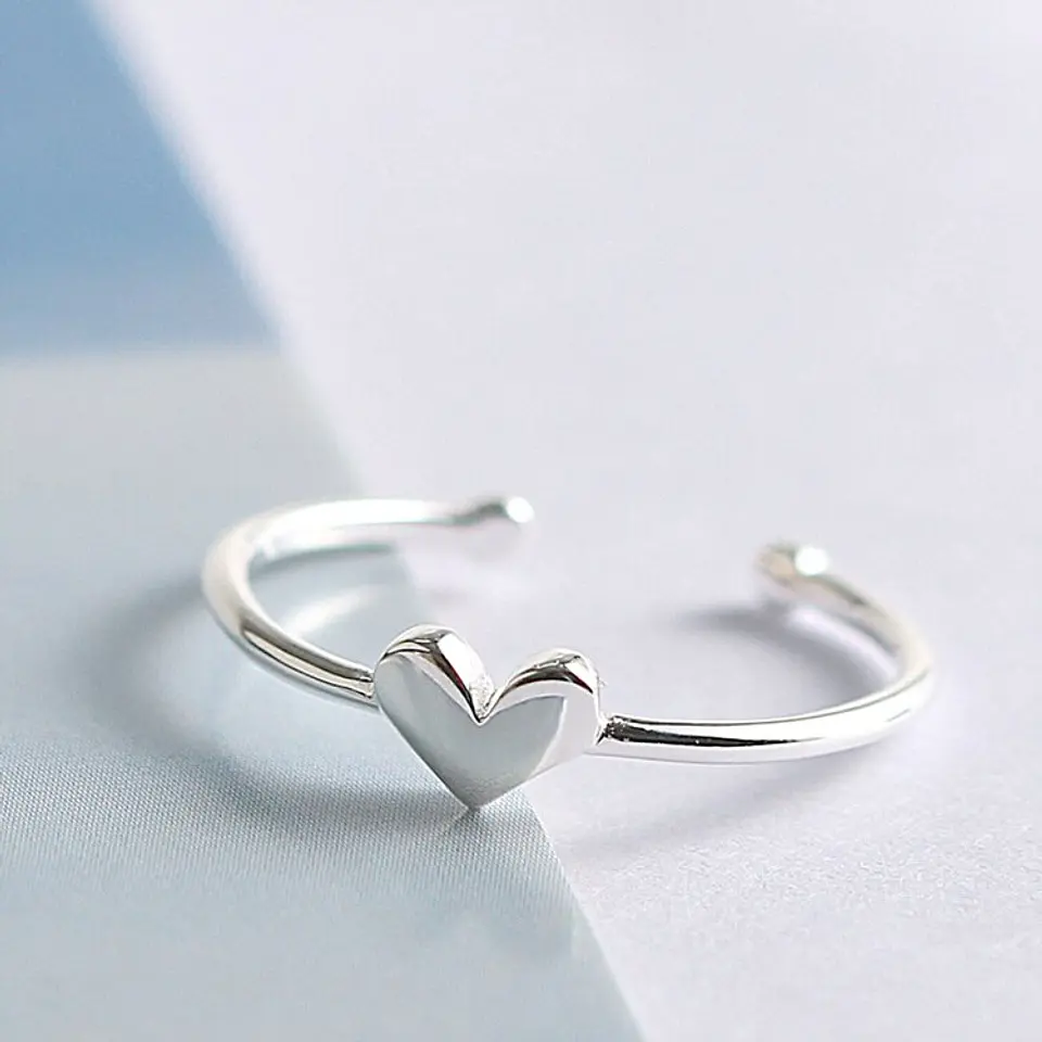 Anillo Ajustable Plata 925 Corazón 5