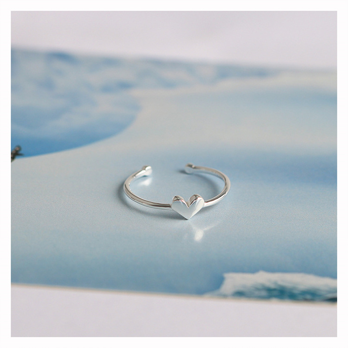 Anillo Ajustable Plata 925 Corazón 6