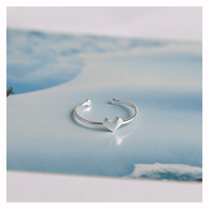 Anillo Ajustable Plata 925 Corazón 6