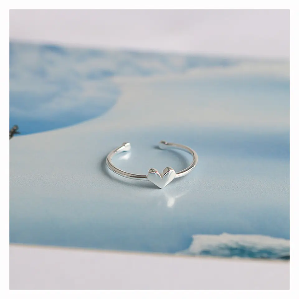 Anillo Ajustable Plata 925 Corazón 6