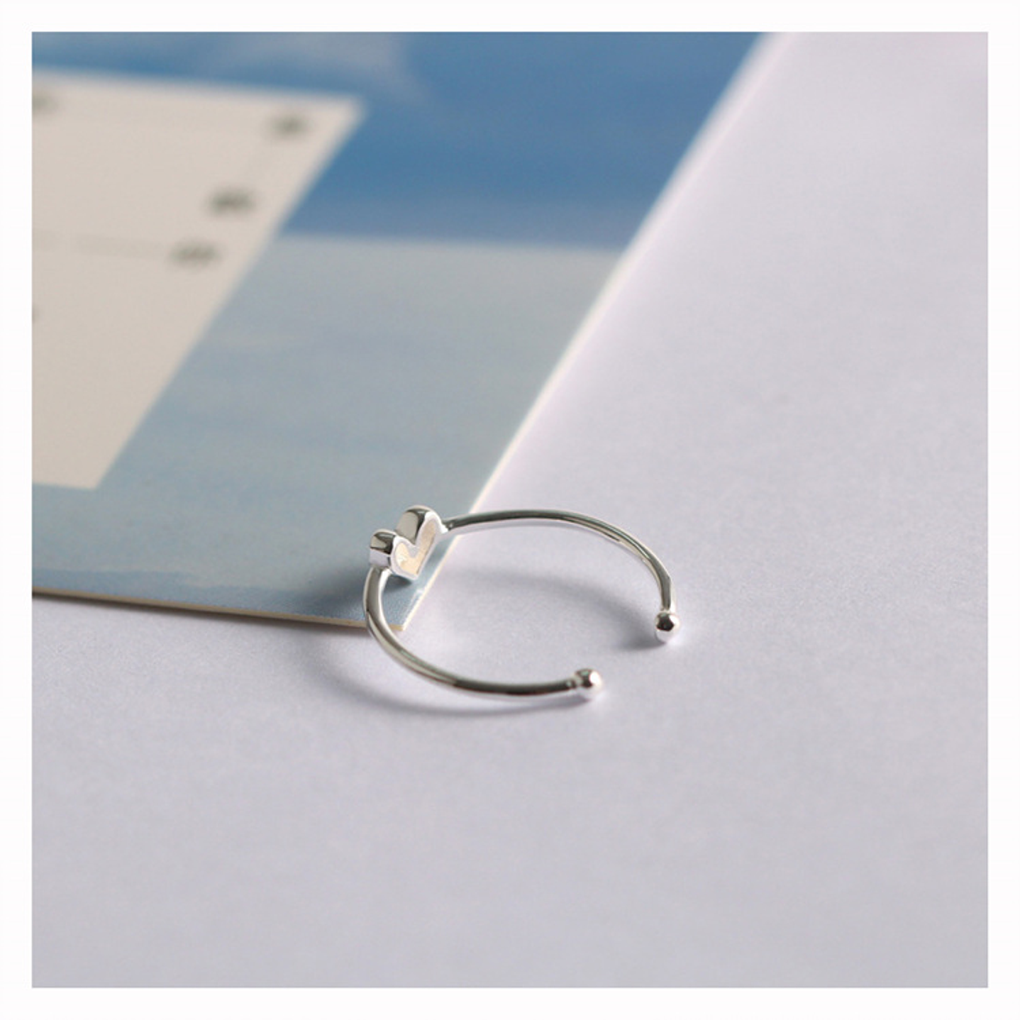 Anillo Ajustable Plata 925 Corazón 7