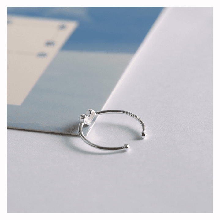 Anillo Ajustable Plata 925 Corazón 7