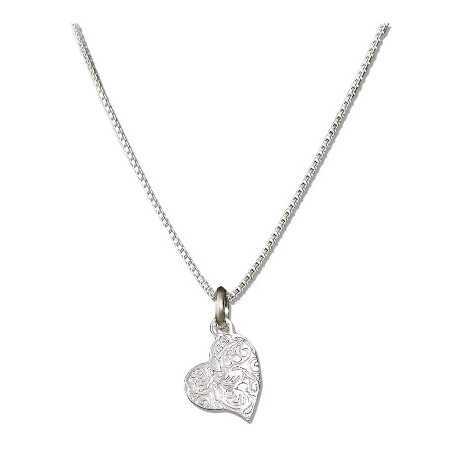 Cadena De Plata Veneciana & Corazón Tallado 1