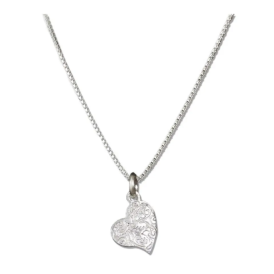 Cadena De Plata Veneciana & Corazón Tallado 1