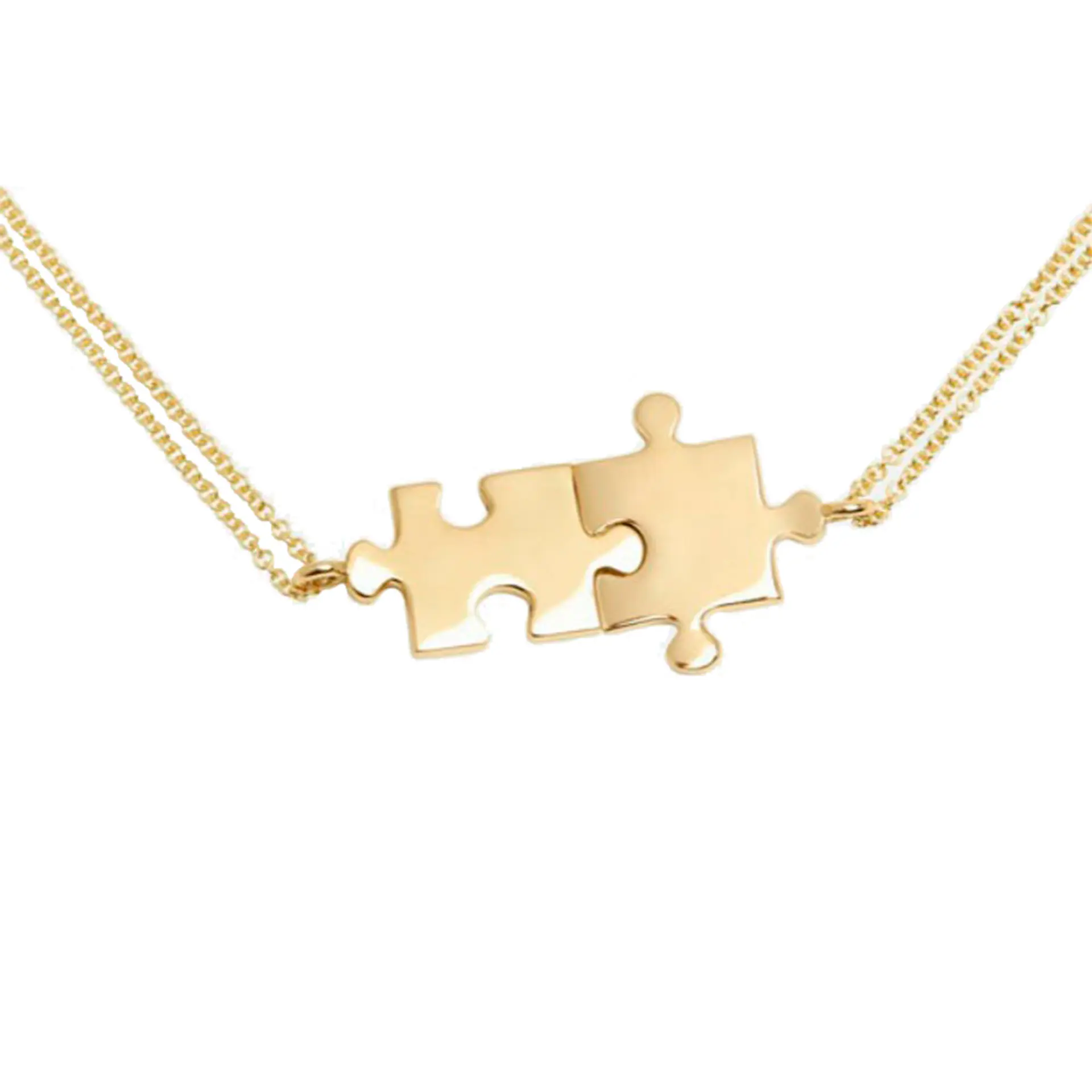 Collar De Plata Con Baño De Oro Doble Puzzles Hermanas 1