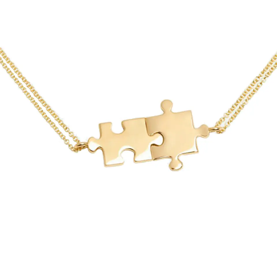 Collar De Plata Con Baño De Oro Doble Puzzles Hermanas 1