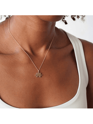 Collar De Plata Con Baño De Oro Doble Puzzles Hermanas