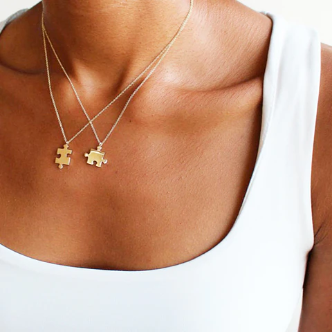 Set Collares Puzzle · Baño de Oro