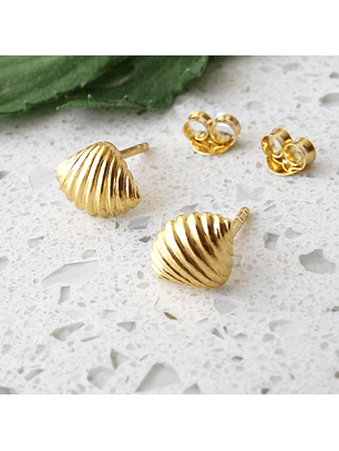 Aritos De Plata Con Baño de Oro Conchita de Mar